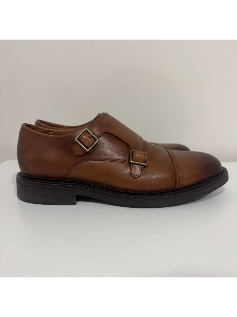 Polo Ralph Lauren Asher Double Monk Strap Dress Shoe Size 8 US Brown Leather